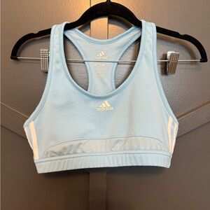 🎄Thrifted Adidas Sky Blue Sports Bra with White Logo